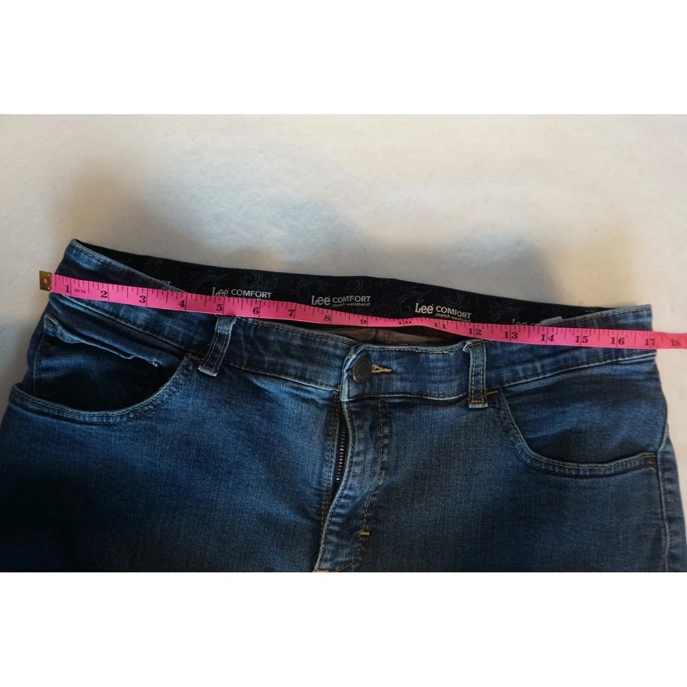 Lee Comfort Stretch Waistband Straight Leg Jeans Dark Wash Blue Denim 3076333